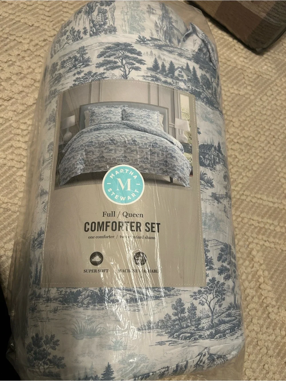 Martha Stewart Full/Queen Comforter Set, 100% Silky Smooth Cotton Sateen Bedding
